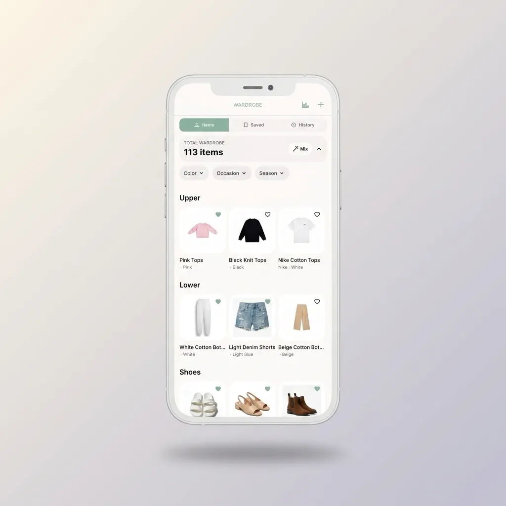 Ailyta digital wardrobe containing extracted clothing items